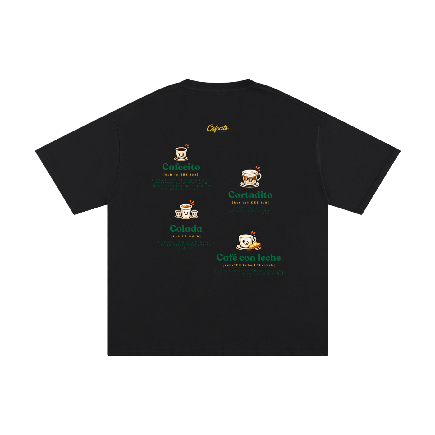 cafecito,coffee,cafe,tshirt,unisex, cortadito, colada, cafe con leche