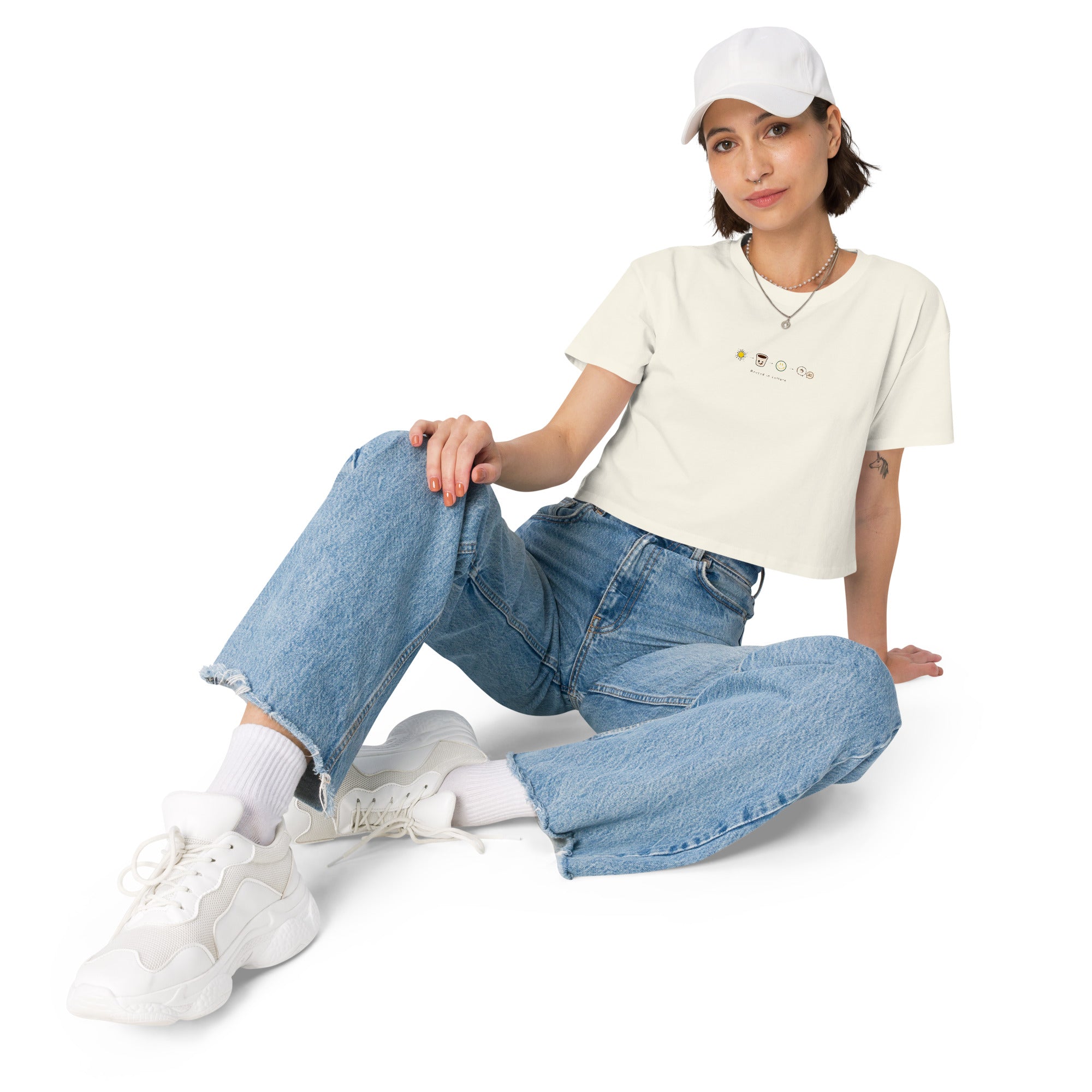 latino-inspired womens crop tee with El Cafecito coffee ritual.