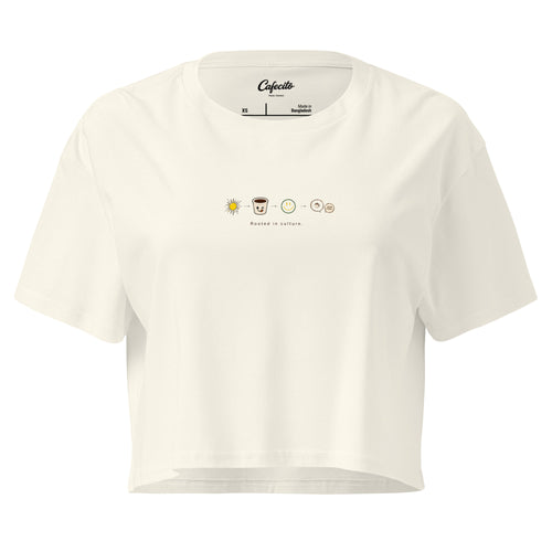 Latina-inspired baby tee with El Cafecito coffee ritual.